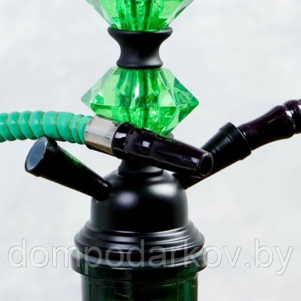 Кальян 47 см, 2 трубки, колба чёрно-зелёная, вставки на шахте зелёные - фото 5 - id-p102589236