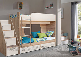 Кровать детская двухъярусная Крепыш-16 с боковой лестницей-комодом