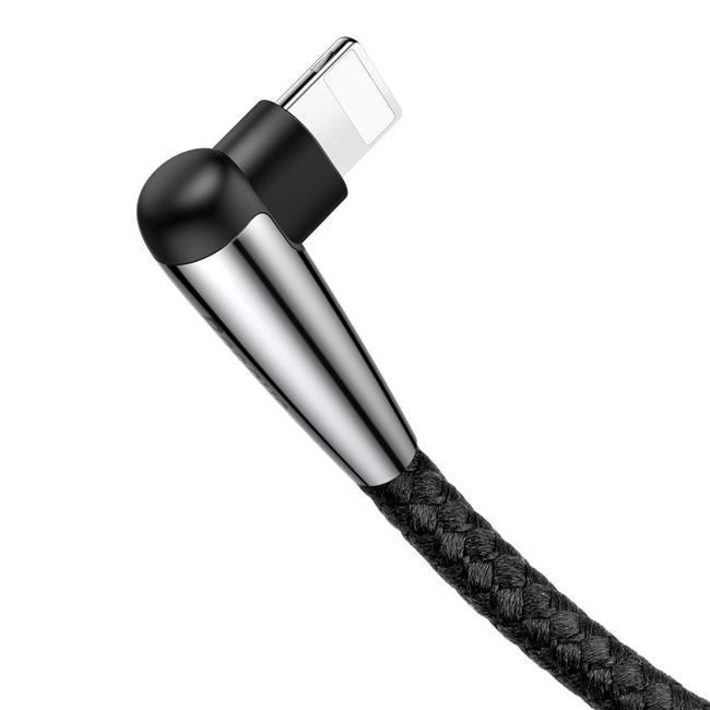 Кабель USB Lightning для Apple Baseus CALMVP-D01 угловой коннектор 2.4A 1 метр черный - фото 1 - id-p102602931