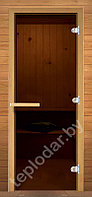 Стеклянная дверь для бани Doorwood, стекло бронзовое