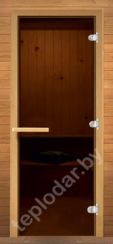 Стеклянная дверь для бани Doorwood, стекло бронзовое - фото 1 - id-p85281499