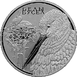 Белый аист. Животный мир стран ЕврАзЭС, 100 рублей 2009 Серебро KM# 193