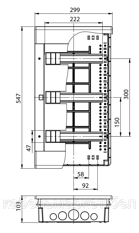 68136/68136Б/68136С/68136СП - Щиток для СП на 36 модуля с дверцей - фото 4 - id-p102665485