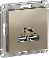 ATN000533 ATLASDESIGN USB РОЗЕТКА, 5В, 1 порт x 2,1 А, 2 порта х 1,05 А, механизм, ШАМПАНЬ