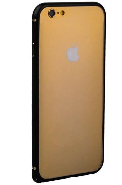 Металлический бампер для iPhone 6/6S iBacks Essence Aluminium Bumper, цвет Black+gold
