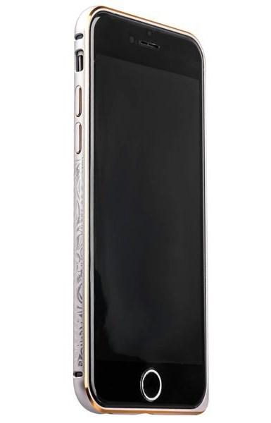 Металлический бампер для iPhone 6/6S iBacks Essence Aluminium Bumper, цвет silver+gold - фото 1 - id-p102717907