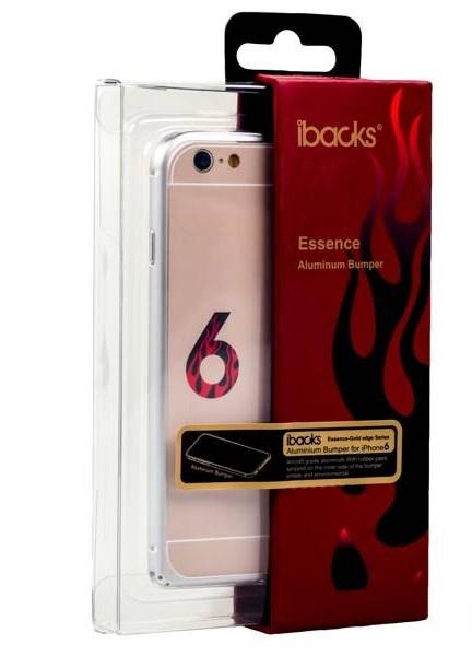 Металлический бампер для iPhone 6/6S iBacks Essence Aluminium Bumper, цвет silver+gold - фото 4 - id-p102717907