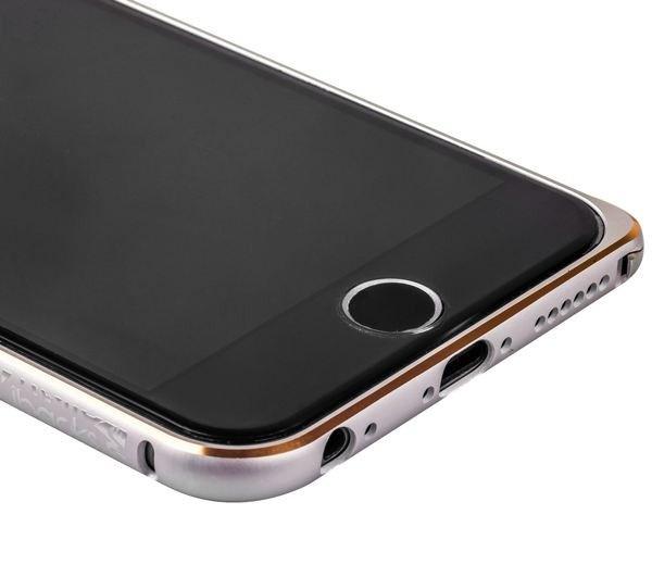 Металлический бампер для iPhone 6/6S iBacks Essence Aluminium Bumper, цвет silver+gold - фото 3 - id-p102717907