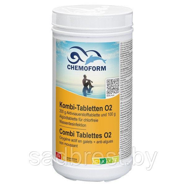 Комби-таблетки для бассейна О2 (без хлора) (альгицид+активный кислород) Кемоформ Chemoform 0.9 кг