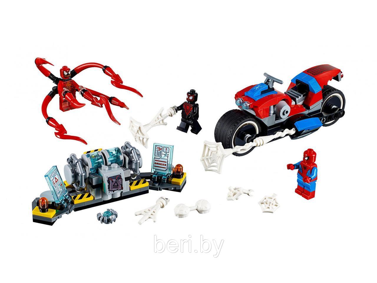 11186 Конструктор Bela Super Heroes "Спасательная операция на мотоциклах" 252 дет, аналог Lego Spiderman 76113 - фото 6 - id-p102733695