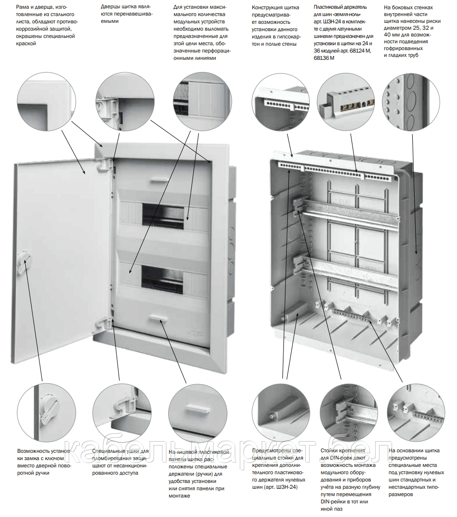 68136М - Щиток для СП на 36 модулей с металлической дверцей - фото 2 - id-p102736869