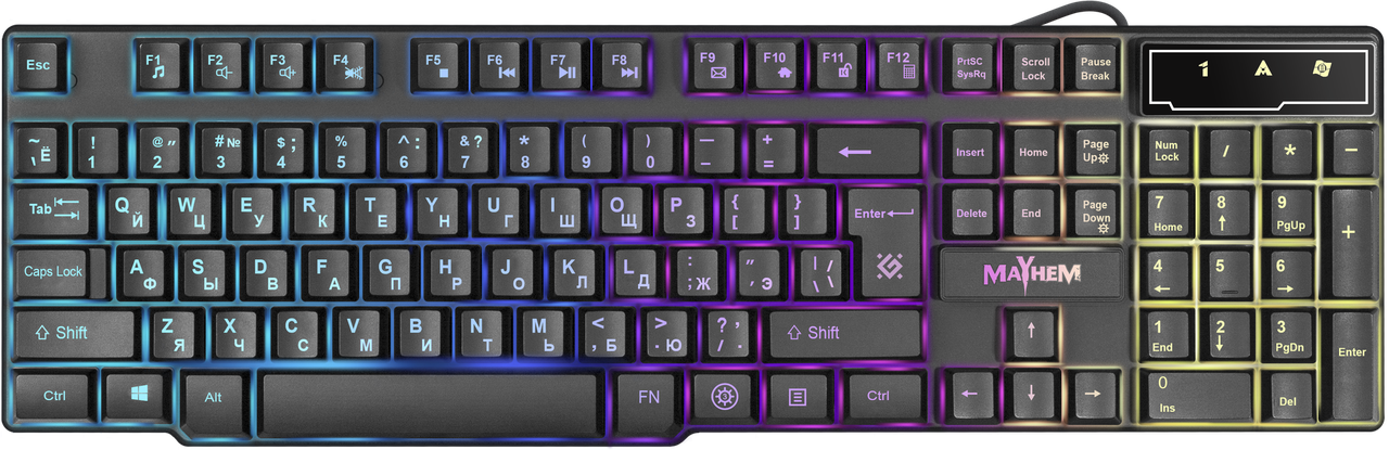 Проводная игровая клавиатура Defender Mayhem GK-360DL RU,RGB подсветка,19 Anti-Ghost - фото 1 - id-p102744489