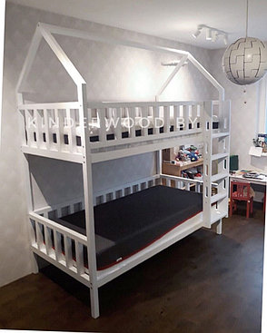 Двухъярусная кровать домик из сосны  Вуди-5, фото 2