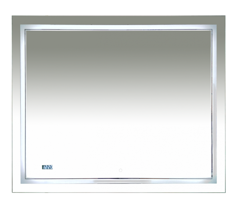 Зеркало Misty 2 Неон LED 1000х800 сенсор на зеркале + часы (двойная подсветка)