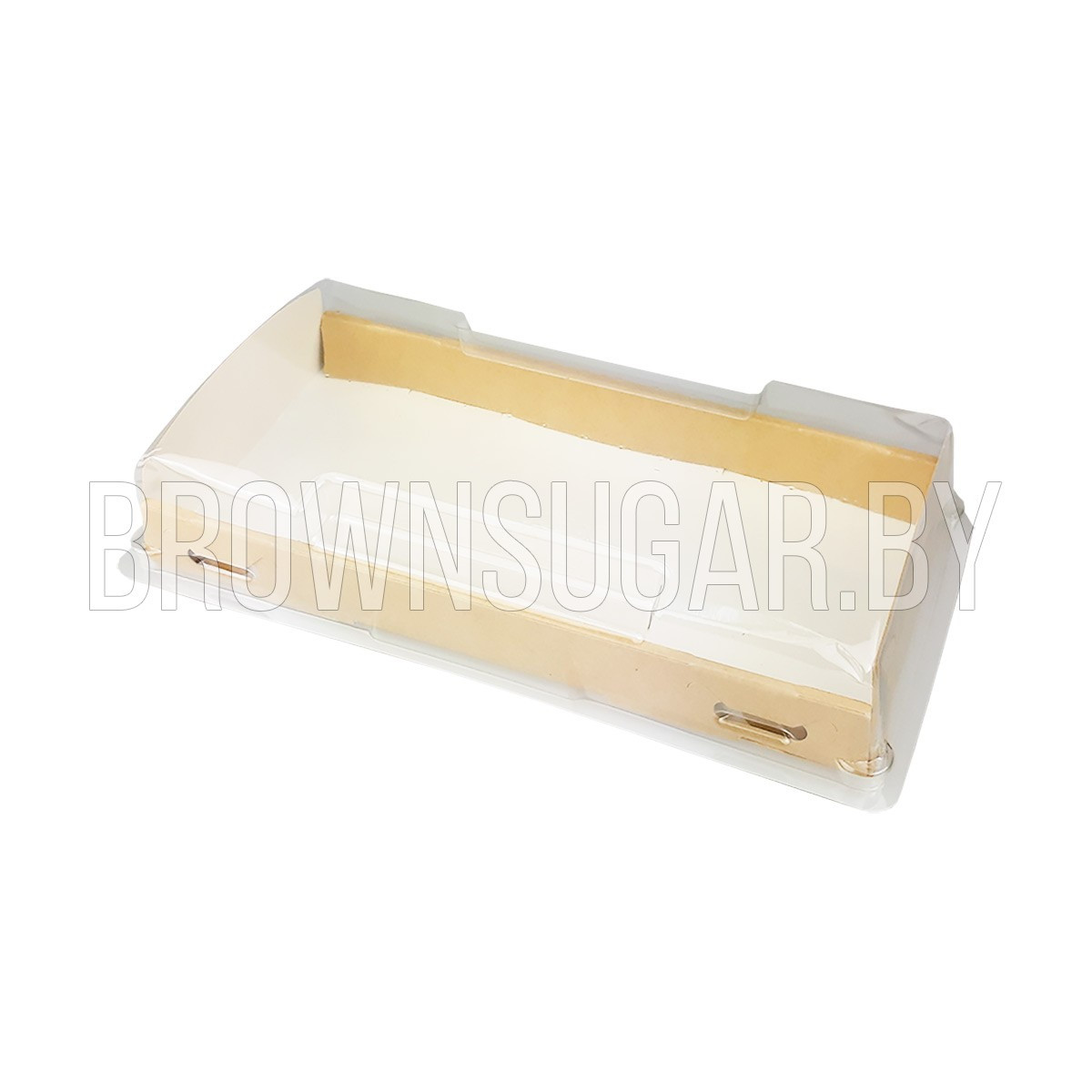 Коробка для десерта с прозрачной крышкой Pasticciere (Россия, крафт картон, 200х100х40 мм) - фото 1 - id-p102542094