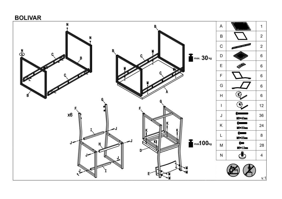 Комплект столовой мебели Halmar BOLIVAR (стол + 6 стульев, дуб золотой/черный) - фото 6 - id-p102787814