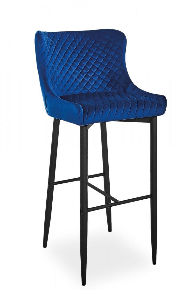 Барный стул Signal COLIN B VELVET H-1 (темно-синий/черный мат)