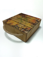 Деревянный ящик из фанеры с принтом на крышке