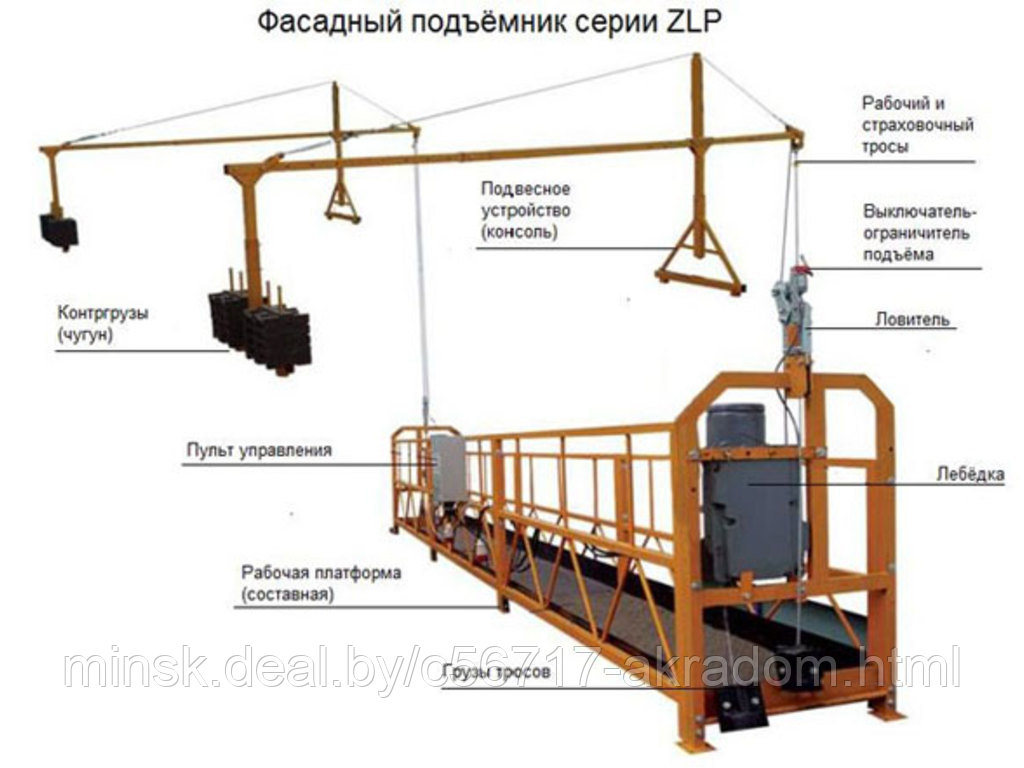 Люлька строительная фасадная ZLP 630, с консолями можно купить у нас - фото 1 - id-p1928507