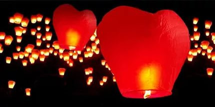 Небесный фонарик Сердце желаний ( цвет красный ) Большой - фото 5 - id-p102937208