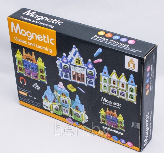 AQ-908 3D Магнитный конструктор Замок (Magnetic Games and learning), 60 деталей, в коробке - фото 2 - id-p102984288
