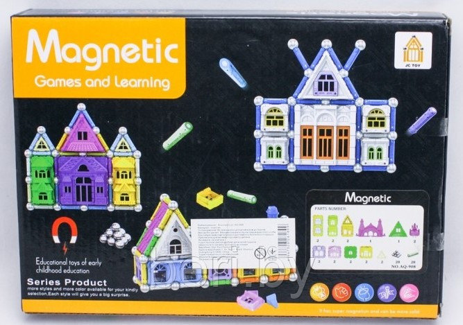 AQ-908 3D Магнитный конструктор Замок (Magnetic Games and learning), 60 деталей, в коробке - фото 3 - id-p102984288