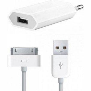Зарядное устройство сетевое с USB входом для iPhone 4/ 4s и iPod оригинальное Apple A1400 ( с кабелем ориг.), фото 2