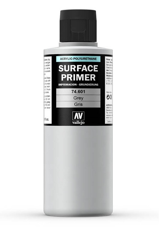 Грунт Surface Primer акриловый полиуретановый, серый (Grey), 200 мл, Vallejo