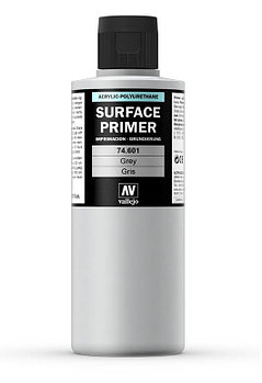 Грунт Surface Primer акриловый полиуретановый, серый (Grey), 200 мл, Vallejo