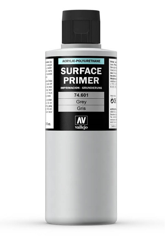 Грунт Surface Primer акриловый полиуретановый, серый (Grey), 200 мл, Vallejo - фото 1 - id-p5935243