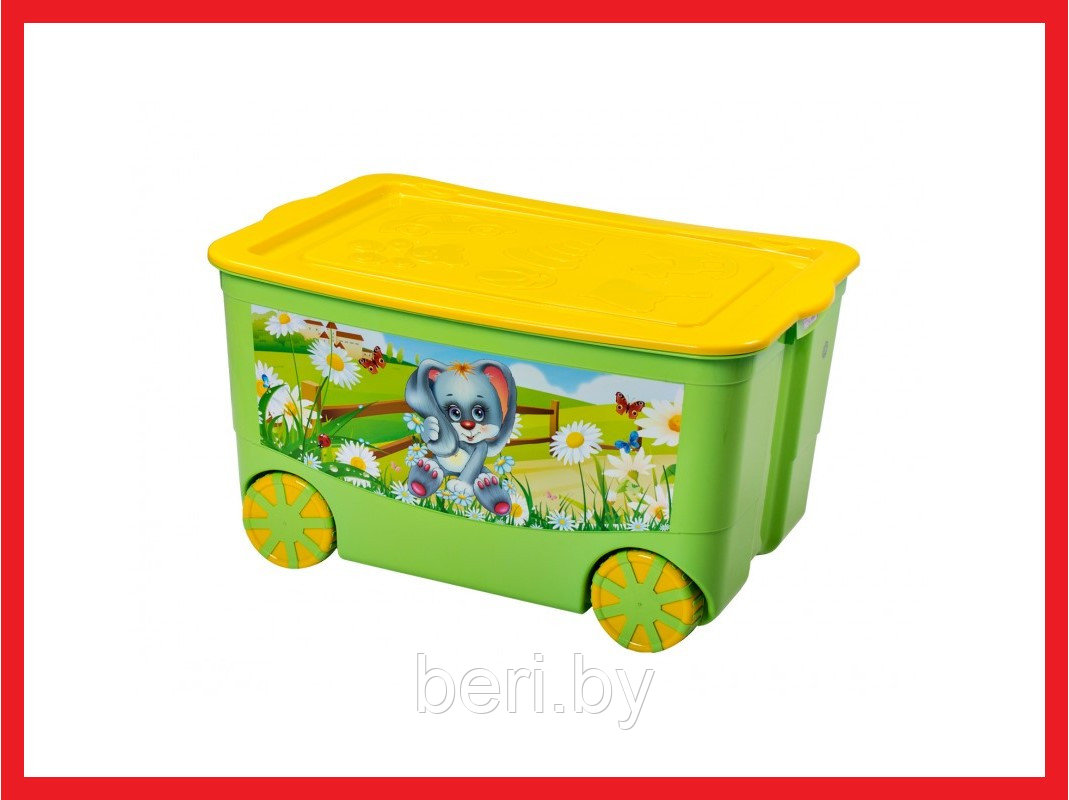 Elf-449 Ящик для игрушек "KidsBox" на колёсах с крышкой, контейнер для игрушек - фото 2 - id-p103060375