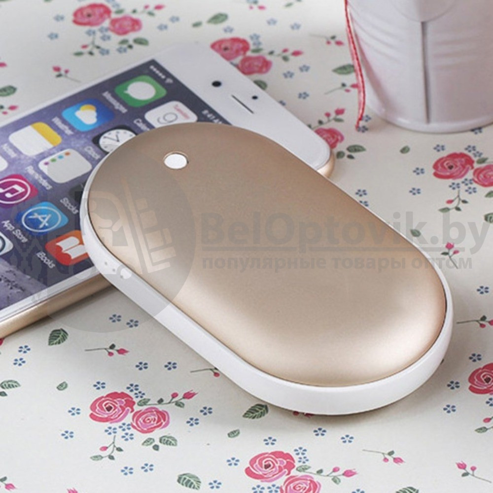 Грелка для рук и аккумулятор Power Bank Pebble Hand Warmer 5000 мАч Металл (серебро) - фото 2 - id-p103085561