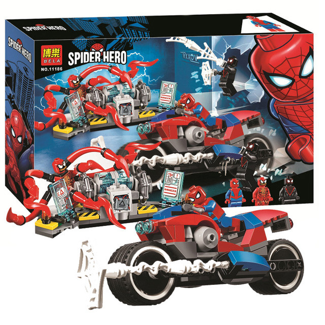 Конструктор Bela 11186 Super Heroes Человек-паук: спасение на байке (аналог Lego Spiderman 76113) 252 деталей - фото 1 - id-p103127316