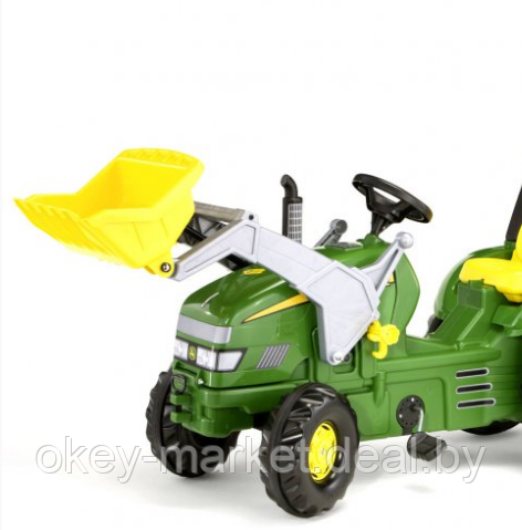 Детский педальный трактор c ковшом и прицепом John Deere Rolly Toys 049523 - фото 2 - id-p103118886