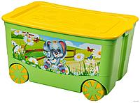 Elf-449 Ящик для игрушек "KidsBox" на колёсах с крышкой, контейнер для игрушек