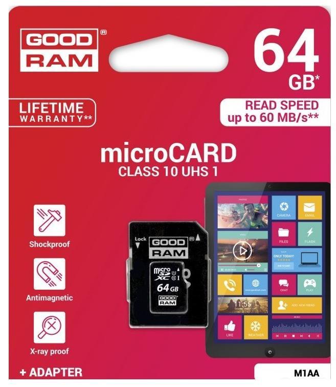 Карта памяти Goodram 64GB microSDHC + адаптер Class 10 - фото 2 - id-p103192134