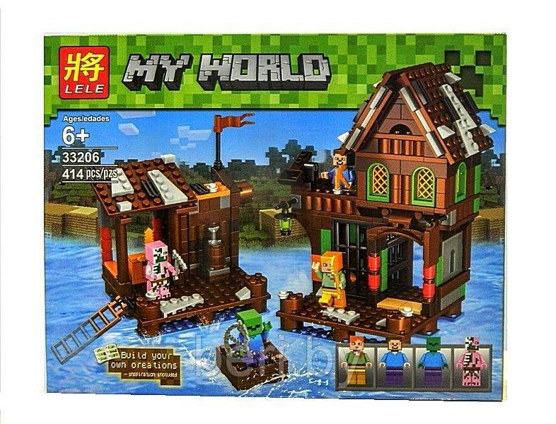 33206 Конструктор Майнкрафт "Дом на реке" 414 деталей, аналог Lego Minecraft 