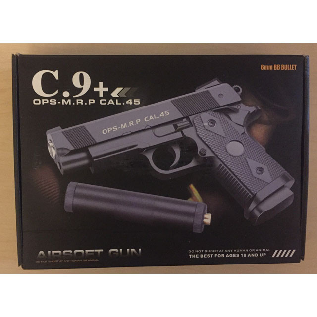 Пистолет пневматический металлический с глушителем Airsoft Gun C.9+ COLT1911PD - фото 2 - id-p103257516