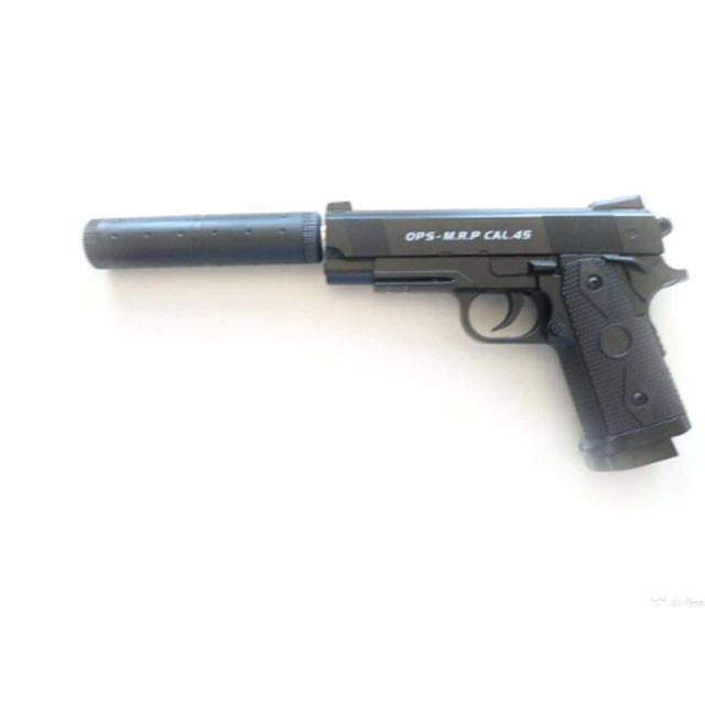Пистолет пневматический металлический с глушителем Airsoft Gun C.9+ COLT1911PD - фото 4 - id-p103257516