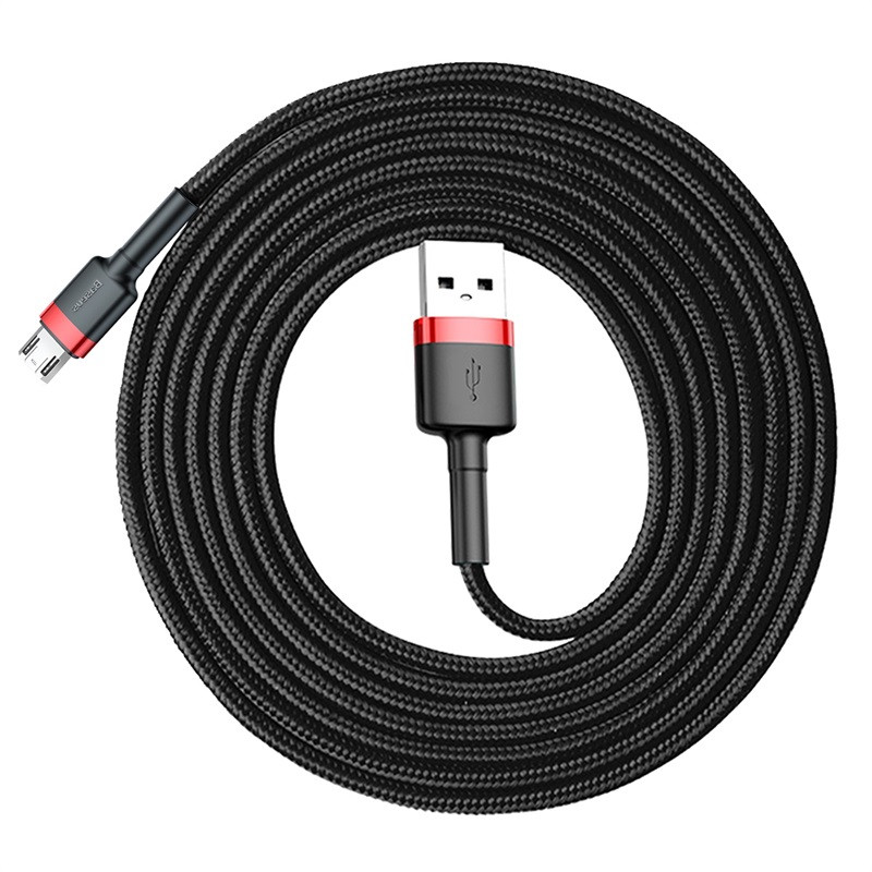 Кабель Baseus cafule Cable USB For Micro 1.5A 2M (CAMKLF-B91) черный-красный - фото 2 - id-p103273731