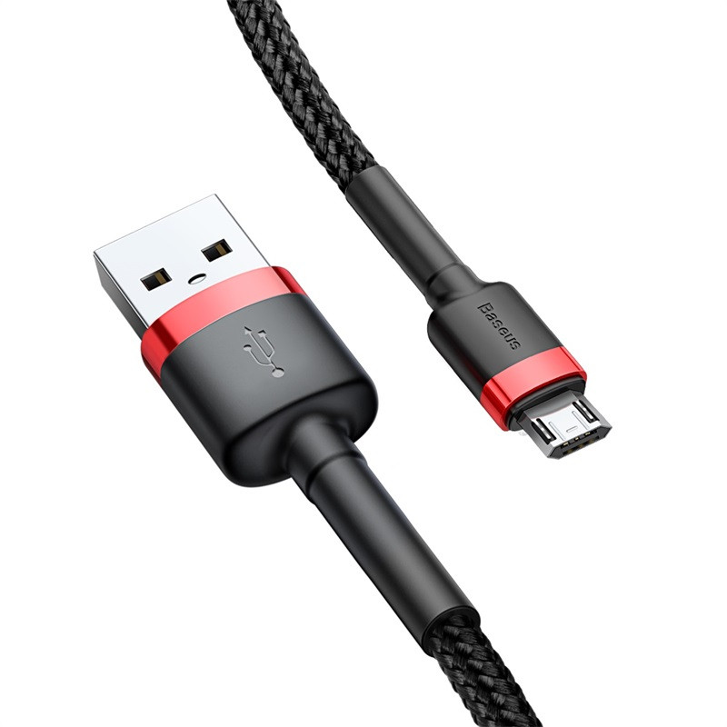 Кабель Baseus cafule Cable USB For Micro 1.5A 2M (CAMKLF-B91) черный-красный - фото 3 - id-p103273731