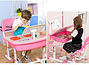 Растущая Парта детская трансформер и стул с ящиком цвет розовый  С301, фото 4