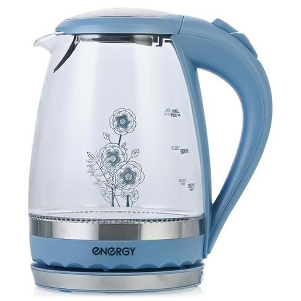 E-279 (164084) Чайник электрический стекло синий ENERGY