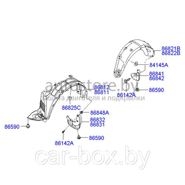 Подкрылок передний правый HYUNDAI: SANTA FE 2010-2012 (FACELIFT) (EURO TYPE)