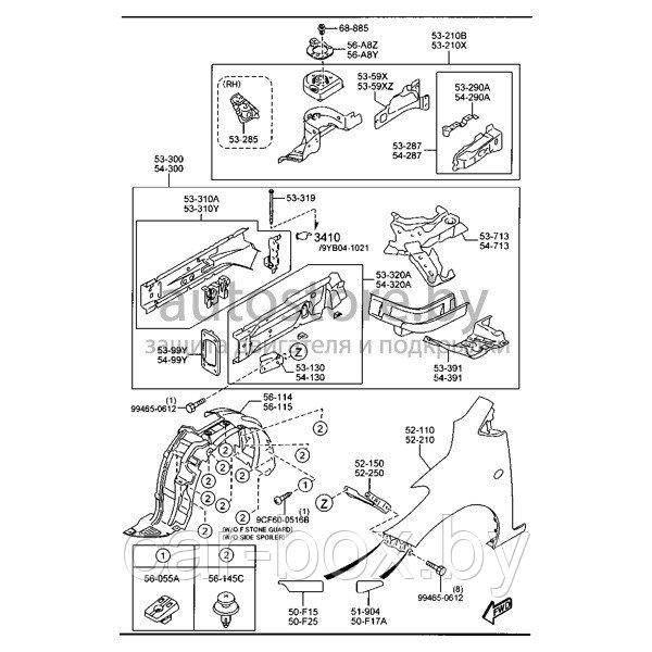 Подкрылок передний левый MAZDA: 2 07-10