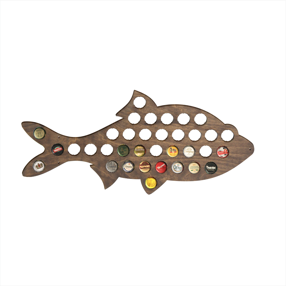 ОПТОМ Стенд-копилка для пивных пробок "Рыба" (тёмная) - фото 1 - id-p103385320