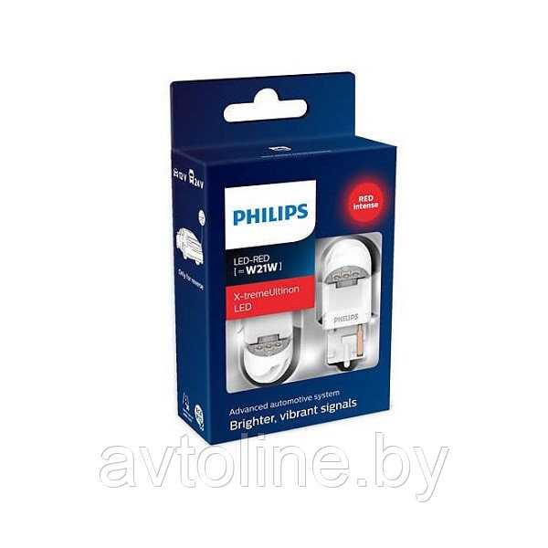 Лампа светодиодная W21W Philips X-tremeUltinon LED gen2 красный (комплект 2шт) 11065XURX2