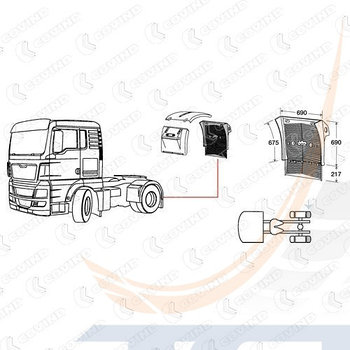 Крыло заднее задняя часть левое/правое с брызговиком MAN TGA XL-XXL/L-XL/TGX/TGS T340068