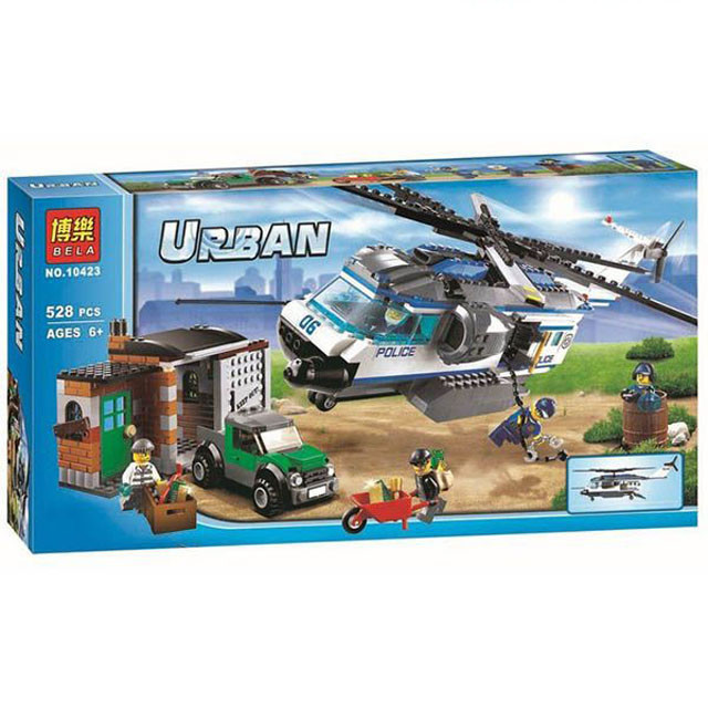 Конструктор Bela City Urban 10423 Вертолётный патруль (аналог Lego City 60046) 528 деталей - фото 1 - id-p103445287