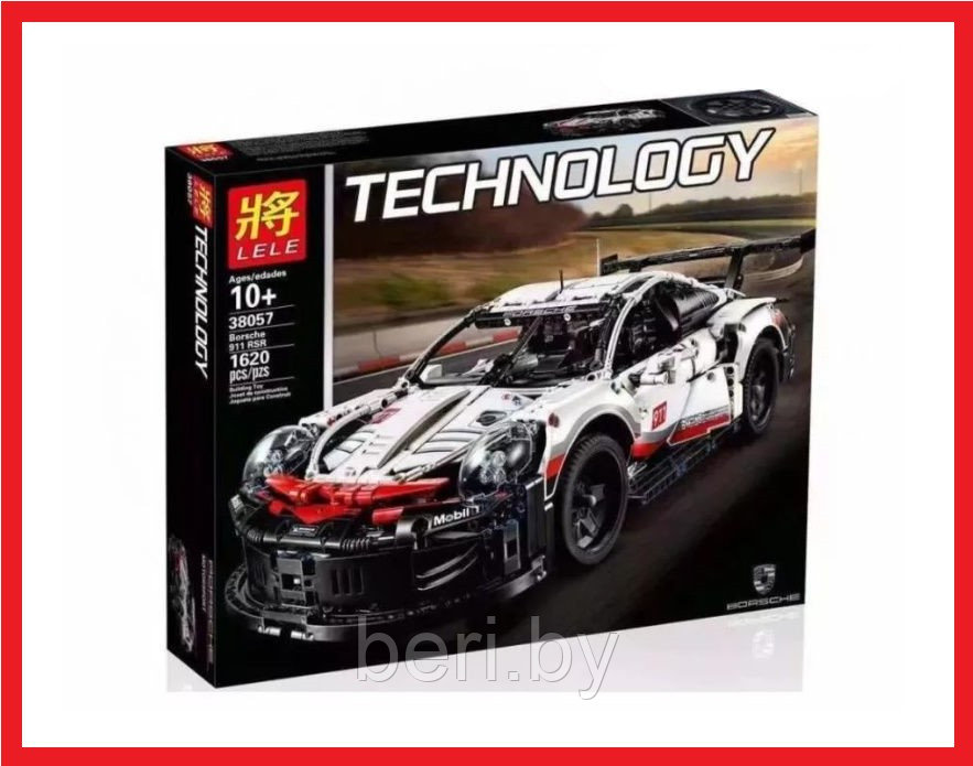 38057 Конструктор Lele Technology Porsche 911 GT3 R, аналог LEGO 42096, 1620 деталей